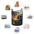 thumbnail image 3 of Lsque Flower Field Skull pattern Laundry Hamper Basket, Tall Woven Rope Hamper Basket for Clothes, Lightweight Storage Basket, Collapsible Waterproof-Medium, 3 of 8