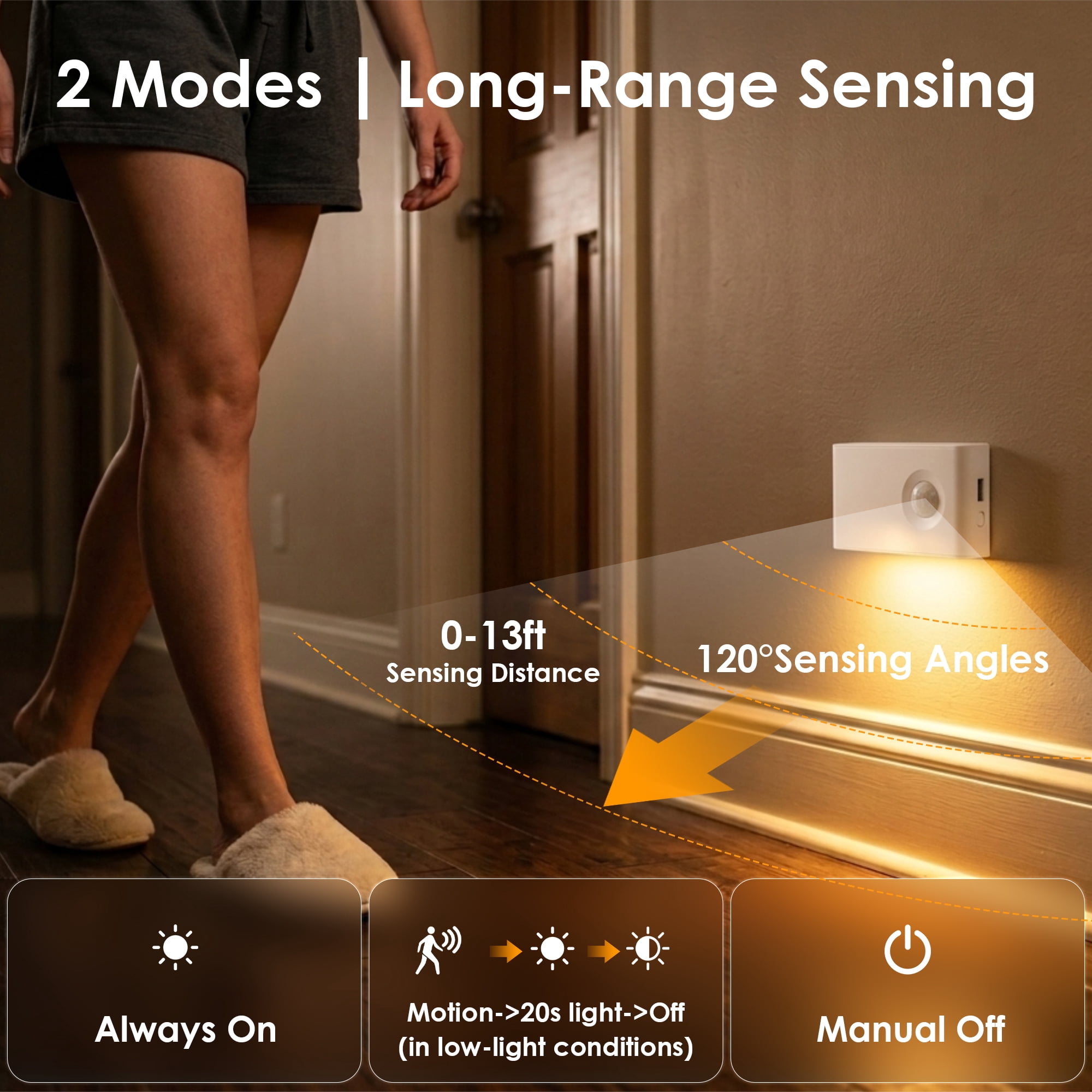 GUPUP Stair Lights Indoor, Dimmable, Rechargeable Motion Sensor LED Night Light with 3 Color Modes for Hallway, Bathroom & Living Room, 6 Pack