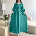 thumbnail image 6 of STETMN Plus Size Summer Holiday Dress for Women Half Sleeve Solid Loose Dresses Pleated Beach Sundress, 6 of 6
