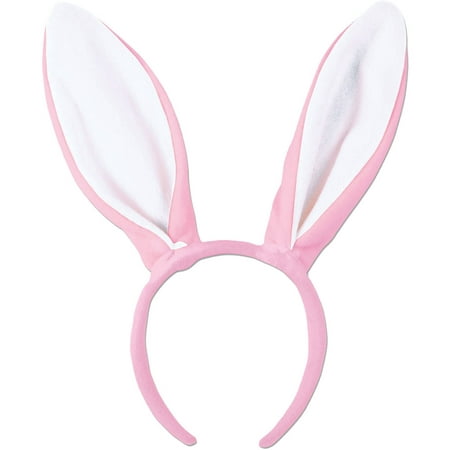 Pink with White Lining Bunny Ears Adult Halloween Accessory