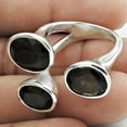 thumbnail image 3 of Natural Smoky Quartz Handmade Jewelry, 925 Fine Silver Woman Gift Ring, Stackable Ring, Multistone Oval Ring, Adjustable Ring, Amazing Unique Wedding Ring Women, Mothers Day Gifts Size 7, 3 of 5