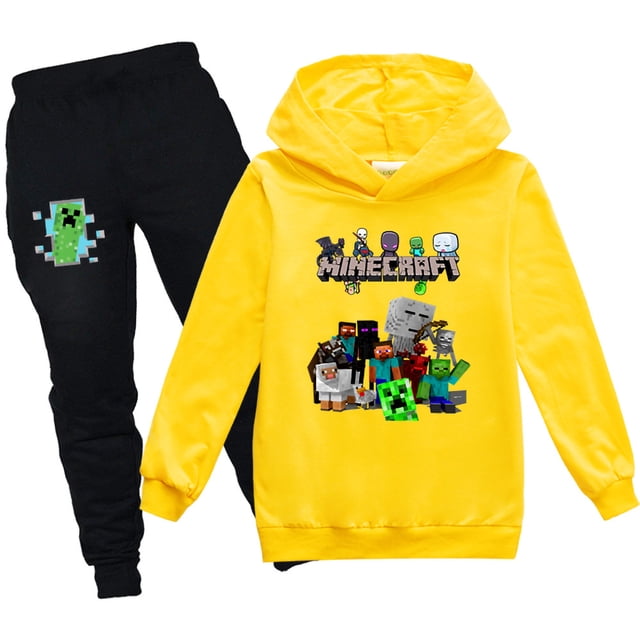 MINECRAFT MC Garçons Filles Ensemble Décontracté Chandail à Capuchon et Pantalon de Jogging 2, Tenue de Sport pour Ados de 5 à 13 Ans