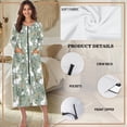 thumbnail image 6 of Whosucclay Green Bunny Rabbit Daisy Print Womens House Dress Zip Up Robe Nightgowns Comfy House Coats Full Length Sleepwear Long Sleeve Bathrobe with 2 Pockets, XL, 6 of 6