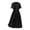 Black, variant on Dvprdro Collared Short Sleeve Cotton Linen Midi Dress for Women Slim Fit A Line Summer Office Solid