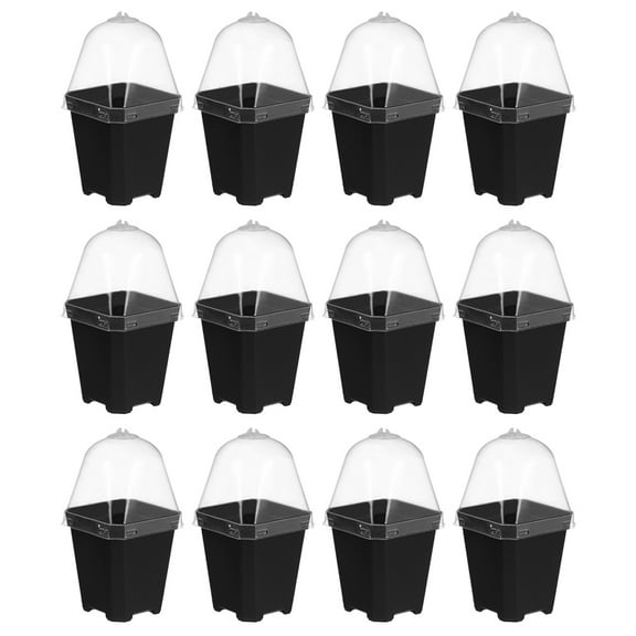 12 Sets Humidity Dome Plant Nursery Pots Plastic Gardening Pot Little Planting Pots