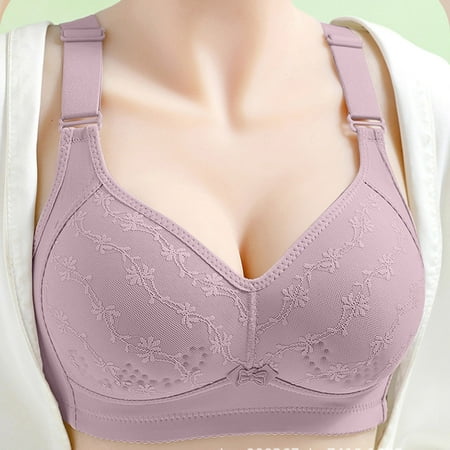 Mrasaso New Arrivals! Nursing Bras Women Nylon Bra Women s Back Buckle Thin-Style Ventilated Large Size BraSteel Rim-Free for All-Day Wear(1pc Bra) Dark Gray|38/85