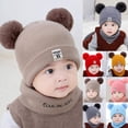 thumbnail image 3 of GRNSHTS Newborn Infant Kids Baby Boy Girl Pom Hat Winter Warm Knit Bobble Beanie Cap Scarf Set, 3 of 8