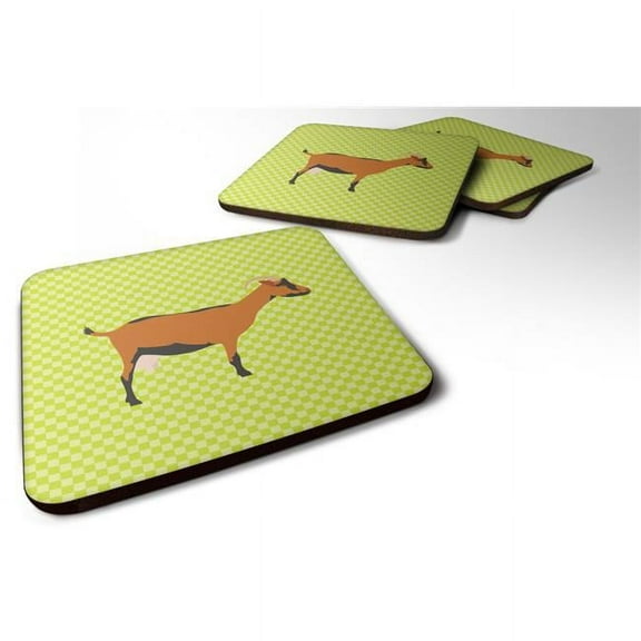 Oberhasli Goat Green Foam Coaster, Set of 4