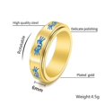 thumbnail image 2 of PAMTIER Men's Stainless Steel 6mm Luminous Glow Simple Cute Fortune Cat Face Lucky Rotatable Fidget Ring Toy Finger Anxiety Band Gold Size 5, 2 of 5