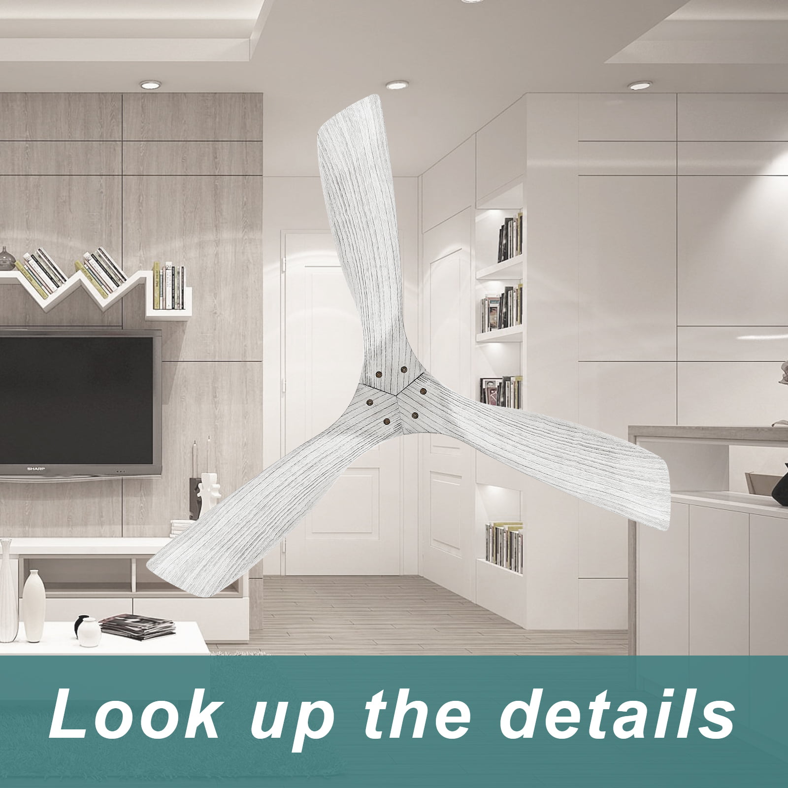 Sofucor 52'' Ceiling Fan with Remote Control no Lights, 3 Blades Reverse Airflow, Silver - 1