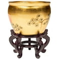 thumbnail image 3 of Oriental Furniture 12" Gold Lacquer Fishbowl - Cranes, 3 of 3