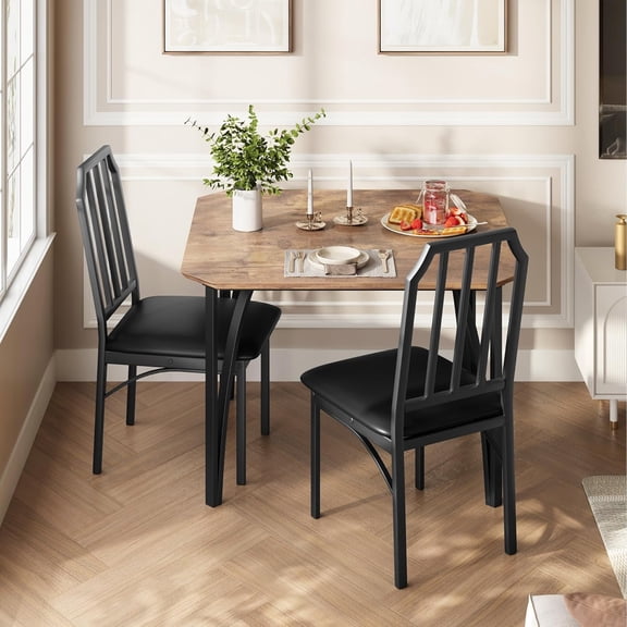 Modern 2 Person Kitchen Table & Chairs Set, Space Saving Dining Furniture with Padded Seats & Rust Resistant Frame
