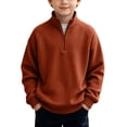 thumbnail image 2 of Trikvn Boys Quarter Zip Pullover Waffle Knit Mock Neck Sweater Raglan Long Sleeve Textured Top with Ribbed Hem Loose Warm for Fall Winter Casual 3-14Y, 2 of 9