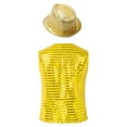 thumbnail image 2 of YEAHDOR Kids Boys Button Down Shiny Sequins Vest with Hat for Jazz Hip Hop Dance Performance Yellow 2-3, 2 of 7