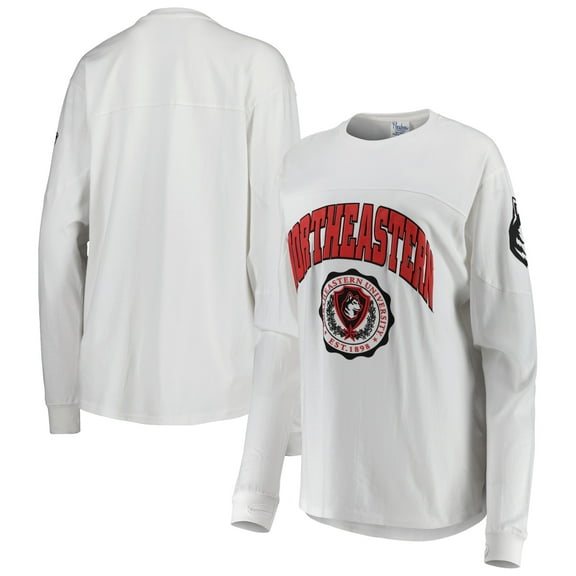 Women's Pressbox White Northeastern Huskies Edith Long Sleeve Oversized Top