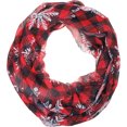 thumbnail image 3 of Gift Wrapped Fall Winter Soft Lightweight Holiday Sheer Infinity Christmas Scarf for Women Girls Red Plaid Snowfalke, 3 of 5