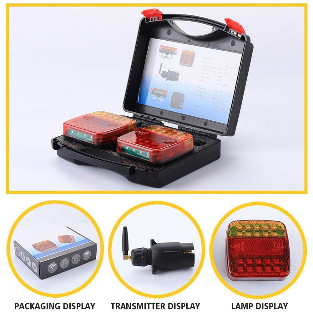 Wireless Trailer Lights Magnetic,Wireless Trailer Lights,2026 New Led Wireless Tail Lights for Trailer,Rechargeable Towing Light Kit with Powerful Suction Base for Trucks,Boat,RV,Vehicle