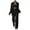 Black, variant on Women's Solid Color Turn-down Collar Long Sleeve Slim Fit Sweater and Knitted Pants Set Trendy Lapel Casual Wear S