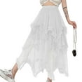 thumbnail image 2 of SWSMCLT Women's Long Skirt Mesh Tulle Skirt Ruffle Elastic Waist Tiered Tutu Skirt Halloween Summer Pleated White X-Small-Large, 2 of 4