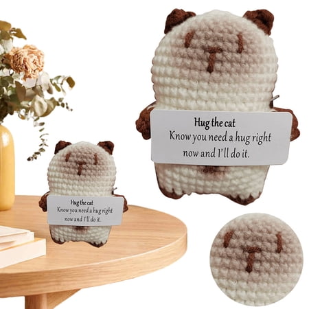 YiaNXan Emotional Support Crochet Doll with Positive Affirmation Card Fun Stress Relieving Toys Creative Knitting Dolls Gifts for Women and Men