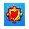thumbnail image 2 of Vibrant Flannel Blanket with Colorful Puzzle Piece Design & Bold Heart - Soft Cozy Perfect for Sofa Travel Bed & Chair, 2 of 5