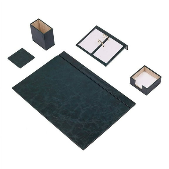Leather Desk Set - Desk Pad - Note Paper Holder -Pen Holder - Leather coaster - Calendar holder - 5 Accessories-Desk Organizer - Office Desk Accessories - Desktop Storage - 5 PCS
