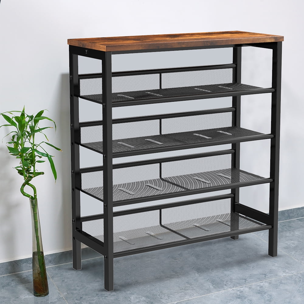 Lowestbest Industrial Shoe Rack with 4 Mesh Shelves, Suitable, Adjustable Country Style 5-Tier Storage Shelf Storage Organizer for Entrance Lowestbest Industrial Shoe Rack with 4 Mesh Shelves, Suitable, Adjustable Country Style 5-Tier Storage Shelf Storage Organizer for Entrance