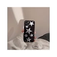 thumbnail image 1 of 1pc Glossy Black & Silver Five-Star Pattern Phone Case For Apple Iphone, 1 of 4