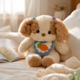 thumbnail image 5 of 11.81 Inch Floppy Ear Patch Puppy Stuffed Animal, Crochet Carrot Bib Plush Dog Toy with Flower Hair Clips for Gift & Home Decor, 5 of 9