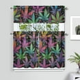 thumbnail image 2 of Tie Dye Weed Aesthetic Kitchen Curtains 3-Piece Set, Small Window Curtains with Valance, Semi-Sheer Farmhouse Tier Panels for Bathroom, 2 of 5