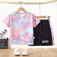 thumbnail image 2 of kpoplk Infant Toddler Baby Boy Summer Clothes Cute Tractor Short Sleeve Tops Tshirt and Shorts Summer Outfits Clothing Set(Pink,5-6 Y), 2 of 5