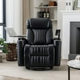 thumbnail image 2 of Oufan 270°Power Swivel Recliner,Leather Home Theater Seating With Hidden Arm Storage and LED Light Strip,Cup Holder,360° Swivel Tray Table,and Cell Phone Holder,Soft Living Room Chair, Black, 2 of 10
