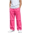 thumbnail image 3 of Falkdiz Warm Sweatpants for Girls Winter Straight Leg Pockets Loose Pantalones Outdoor Trendy Relaxed fit Elastic Waist Girls Pants Open Bottom , Hot Pink , Size: 12-13 Years, 3 of 8