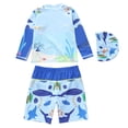 thumbnail image 3 of WOYY Toddler Boys 3Pcs Swimsuit Long Sleeve Rash Guard Shorts Swimming Cap UPF 50+ Bathing Suit, Sizes 1-8, 3 of 3
