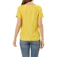 thumbnail image 3 of Allegra K Women's Round Neck Short Raglan Sleeves Side Slit Chambray Blouse, 3 of 6