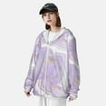 thumbnail image 5 of Kll Lavender Glitter Foil Stripes Print Men'S Women’s Upf 50+ Sun Protection Outdoor Hoodie Jacket Long Sleeve Fishing Hiking Performance Shirt- Large, 5 of 8