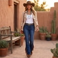 thumbnail image 7 of Womens Floral Textured Jackets Vintage Long Sleeve Button Down Ruffle Trim Fashion Tops, 7 of 7