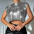 thumbnail image 5 of Chbgutlmr Sparkly Going out Tank Tops for Women Sleeveless Scoop Neck Loose Crop Tops Casual Summer Cute Evening Party Tops, 5 of 6