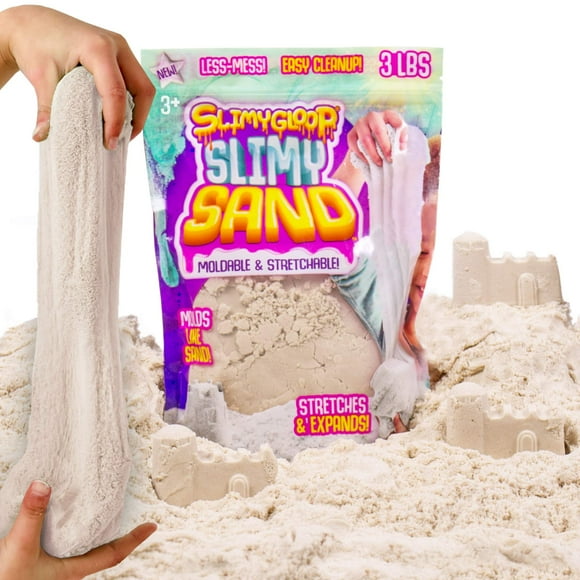 SLIMYGLOOP Slimy Sable, 3 lbs de Slime Nuage Extensible et Moulable, Antiadhésif, Jeu Slimy dans un Sac Refermable, Idéal pour Bacs Sensoriels, Jouets Sensoriels pour Moins de Plaisir, Âges 3, 4, 5, 6, 7
