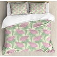 thumbnail image 1 of Aster Duvet Cover Set Queen Size, Artistic Bedding Plants Hand-drawn Contour Lines and Strokes, Decorative 3 Piece Bedding Set with 2 Pillow Shams, Baby Pink Shamrock Green Pale Green, by Ambesonne, 1 of 3