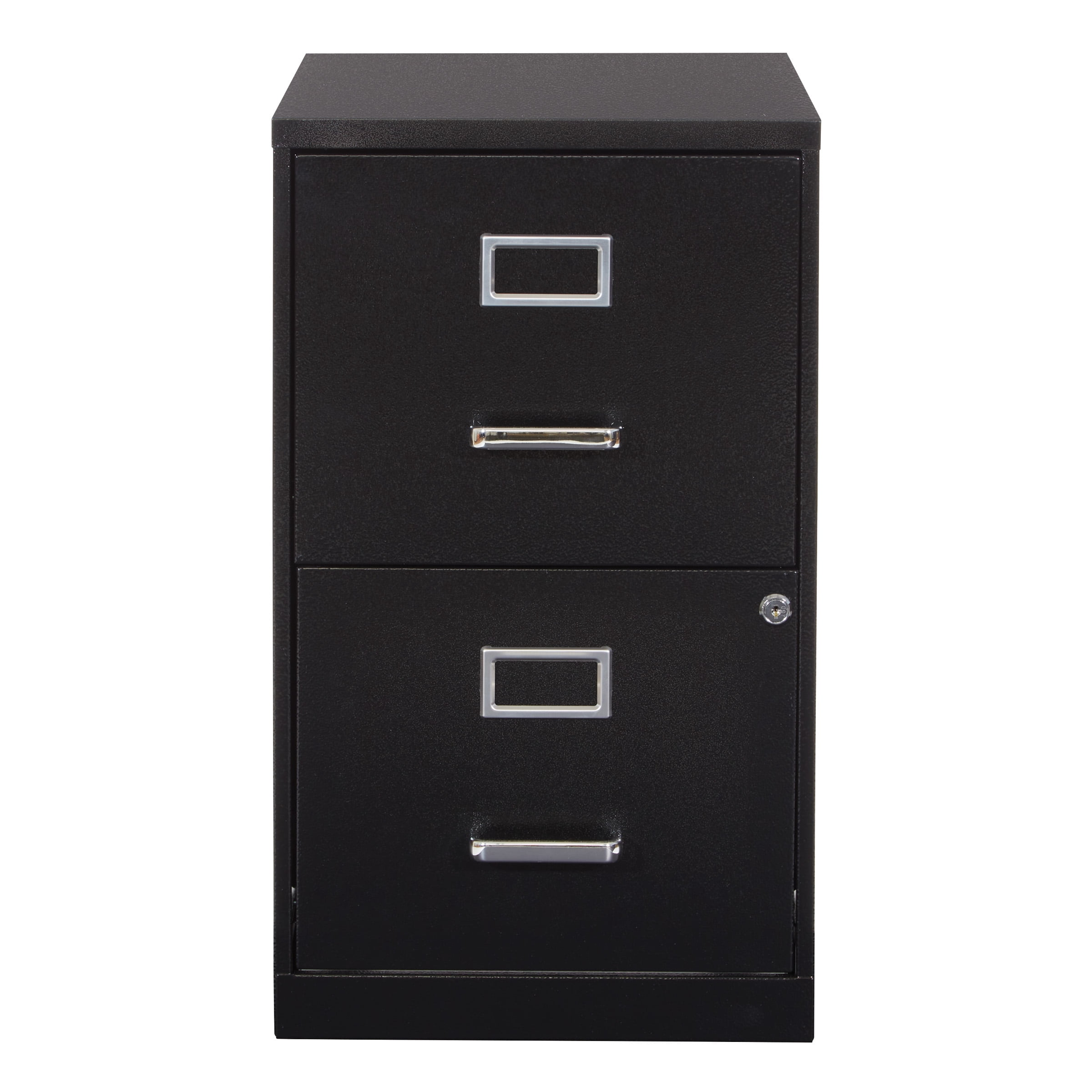OSP Home Furnishings Locking Metal File Cabinet with 2 Drawers, Textured Black