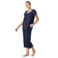 thumbnail image 4 of Aria Women's Short Sleeve 100% Cotton Cropped Pajama Set with Pockets, Sizes S-3X, 4 of 7