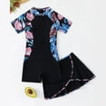 thumbnail image 4 of Huanglei Girls Long Sleeve Swimsuit Two Piece With Zip Front Floral Print Surf Rash Guard And Swim Skirt ,7-8 Years, 4 of 6