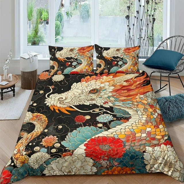 Bedding Sets 3D Strange Plants and Animals Printed Quilt Cover Set Creative Bed Gift,Queen (90"x90")