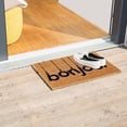 thumbnail image 4 of Sheltered Rectangle Coir Door Mat -Bonjour- Non Slip Backing Natural- Black 24x16, 4 of 9