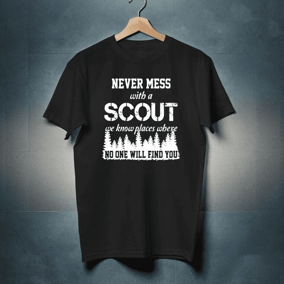 Never Mess With A Scout Funny Boy Girl Scout Camping Hike T-Shirt, for men & women, up to size 5XL