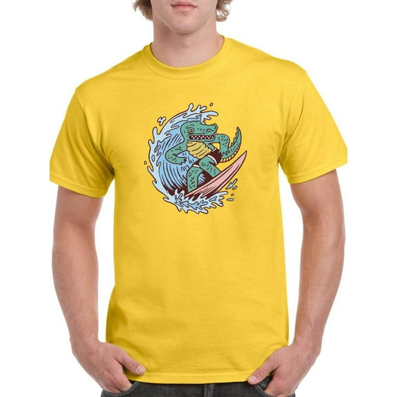 Cool Surfer Crocodile T-Shirt Men -Smartprints Designs, Male XX-Large