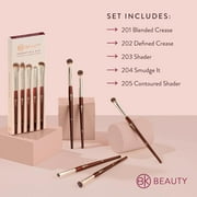 For BK Beauty Brush Set - Essentials Brush Set (5PC) - Pozyie Professional Makeup Brushes for Blending, Smudging, Defining Premium Eyeshadow Set for Flawless Eye Looks