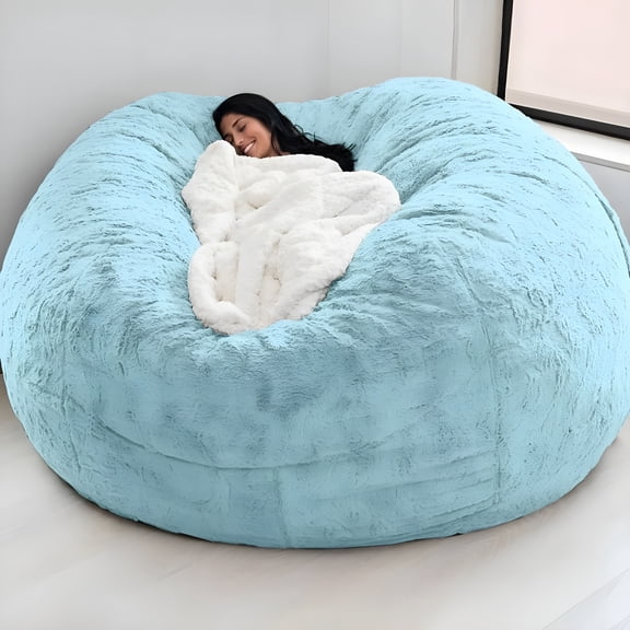 XIBUFE Oversized Bean Bag Chair Cover, Washable Velvet Suede Sofa Slipcover, Soft Fluffy Furniture for Dorm, Bedroom, Living Room