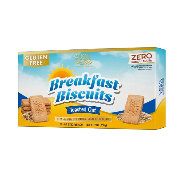 ChocZero Toasted Oat Breakfast Biscuits, No Sugar Added, Gluten Free, Keto Friendly, 9oz